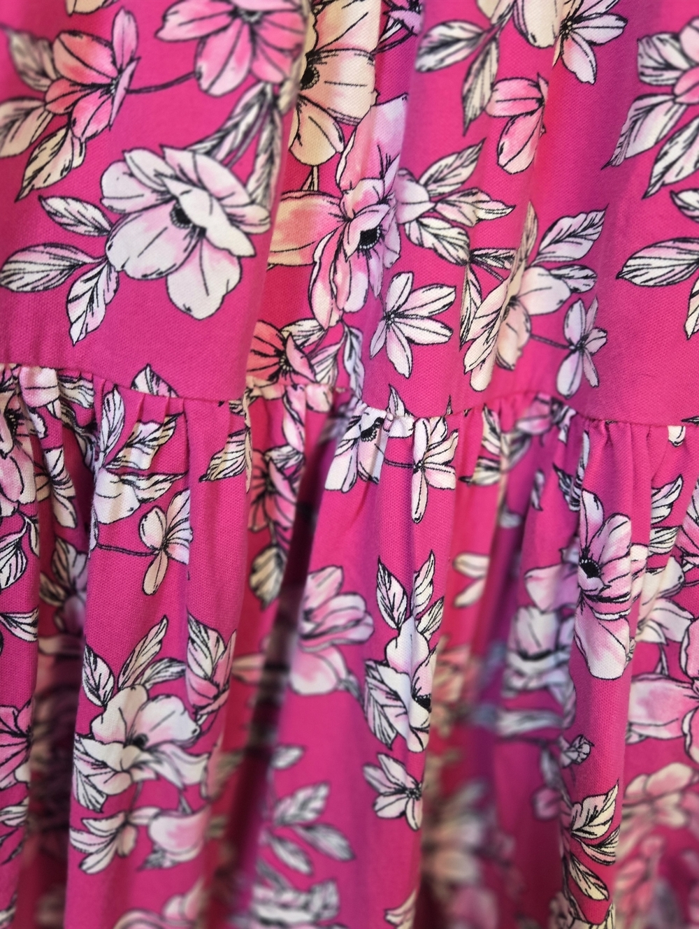 C WONDER (Christian Siriano) Hot Pink Floral Tiered Dress With Puff Sleeves NWOT - Picture 5 of 9